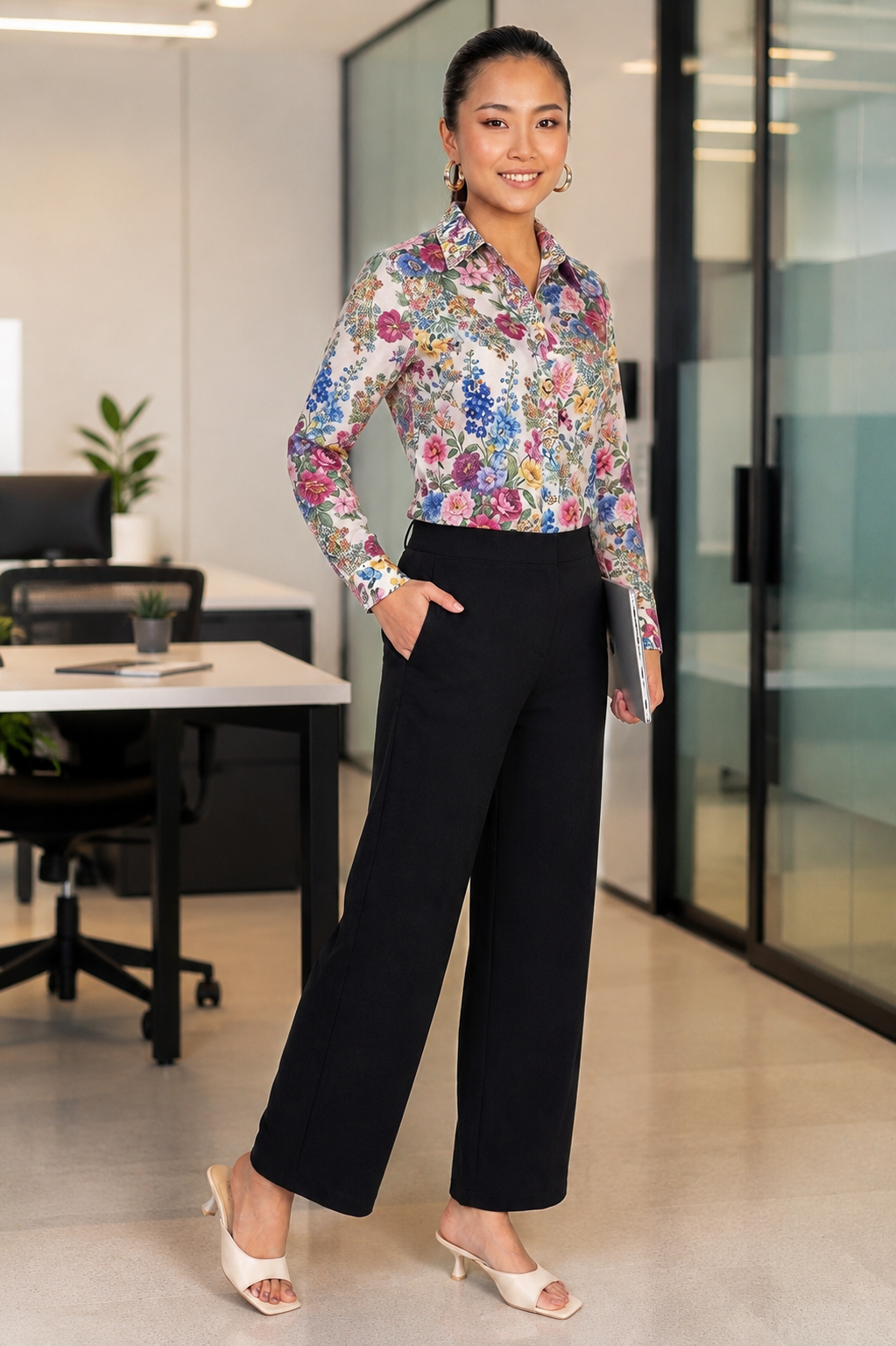 Casual And Formal Wide-Fit Pant (Black)