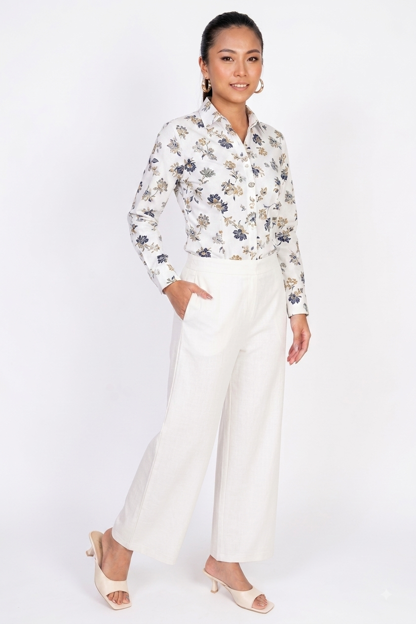Casual And Formal Wide-Fit Pant (White)